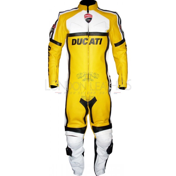 Ducati Corse Yellow Leather Motorcycle Suit